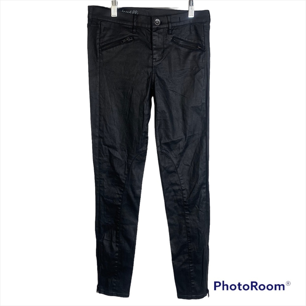 Madewell black coated skinny pants  size 25” ankle zippers